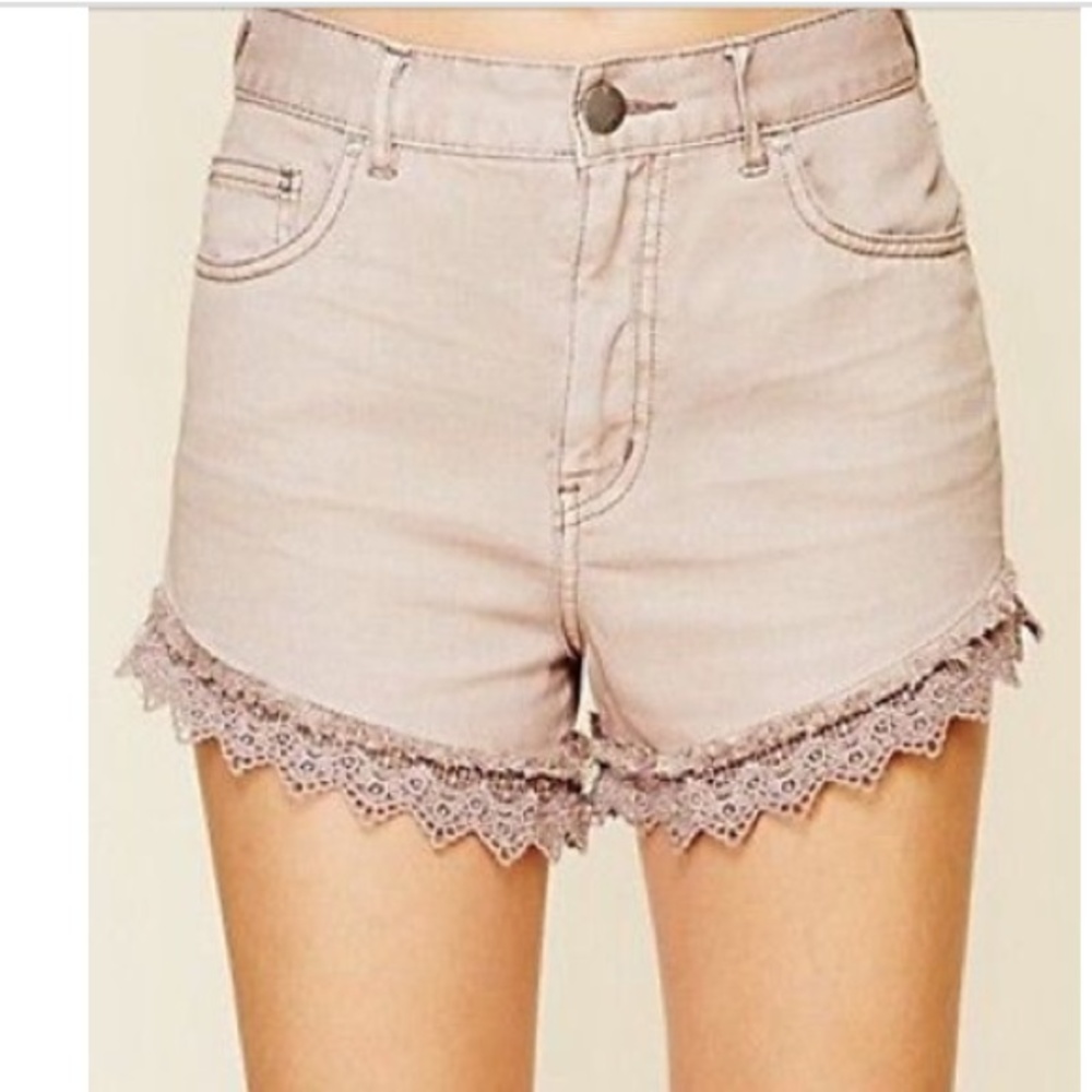 Free people lace trim cut off shorts